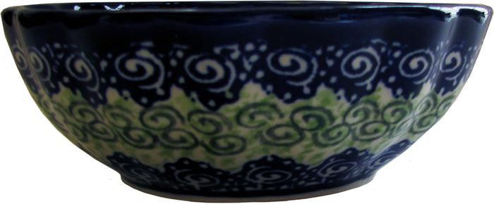 Boleslawiec Polish Pottery UNIKAT Ice Cream Scalloped Bowl "Alex"