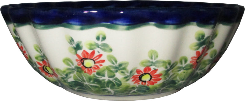 Boleslawiec Polish Pottery UNIKAT Medium Scalloped Bowl "Spring"