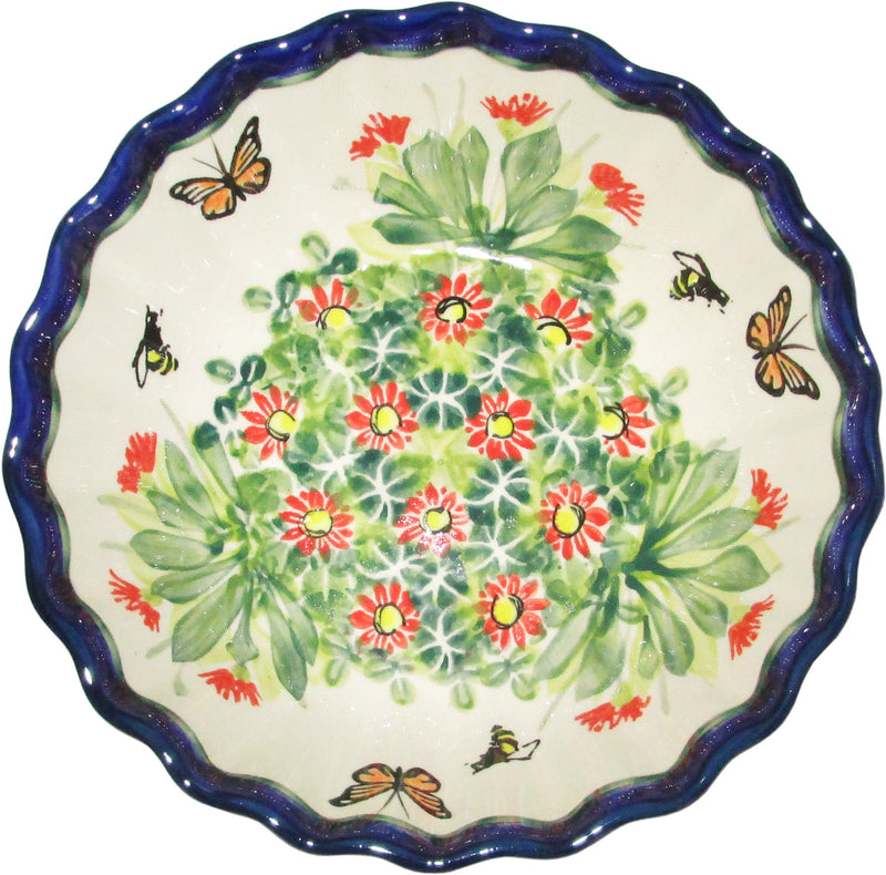 Boleslawiec Polish Pottery UNIKAT Medium Scalloped Bowl "Spring"