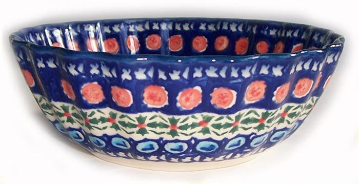 Boleslawiec Polish Pottery UNIKAT Medium Scalloped Bowl "Patricia"