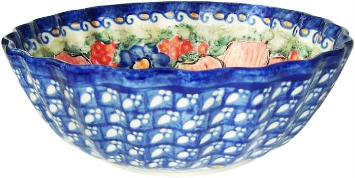 Boleslawiec Polish Pottery UNIKAT Ice Cream Scalloped Bowl "Isabelle"