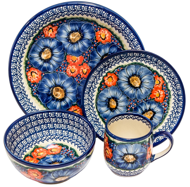 Boleslawiec Polish Pottery UNIKAT Dinnerware 4 Pcs Place Setting "Isabelle"