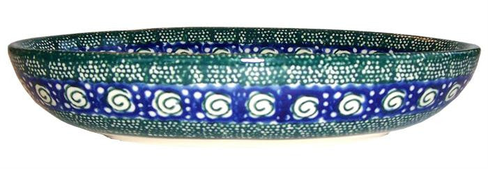 Boleslawiec Polish Pottery UNIKAT Small Oval Baking Dish "Green Garden"