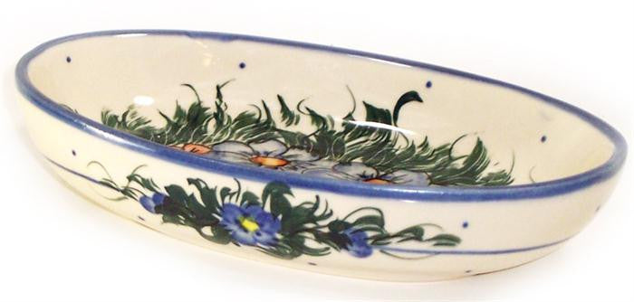 Boleslawiec Polish Pottery UNIKAT Small Oval Baking Dish "Wild Field"