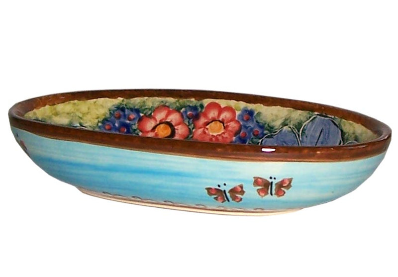 Boleslawiec Polish Pottery UNIKAT XSmall Oval Baking Dish "Blue Sky Meadow"