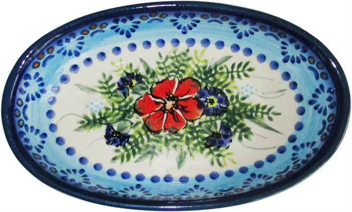 Boleslawiec Polish Pottery UNIKAT Small Oval Baking Dish "Veronica"