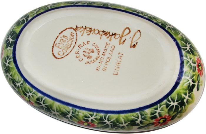 Boleslawiec Polish Pottery UNIKAT Small Oval Baker "Spring"