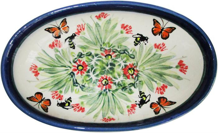 Boleslawiec Polish Pottery UNIKAT Small Oval Baker "Spring"