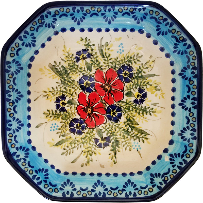 Boleslawiec Polish Pottery Unikat Square Serving Bowl "Veronica"
