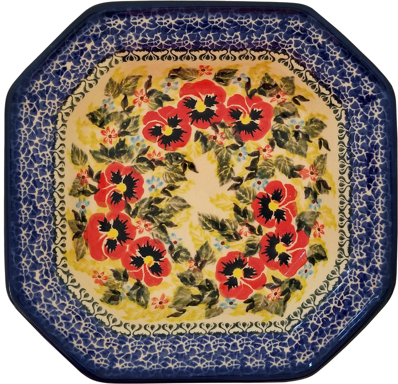Boleslawiec Polish Pottery Unikat Square Serving Bowl "Summer Day"