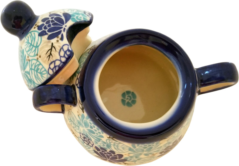 Boleslawiec Polish Pottery UNIKAT Sugar Bowl Honey Pot "Lotus Symphony" from Eva&