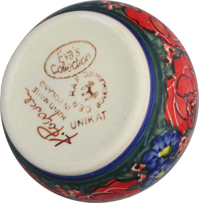 Boleslawiec Polish Pottery UNIKAT Sugar Bowl "Wild Roses"