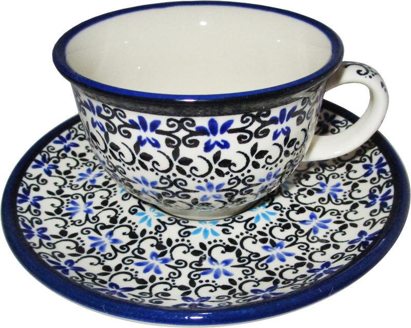 Boleslawiec Polish Pottery Tea Cup and Saucer "Martina" UNIKAT