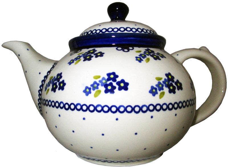 Boleslawiec Stoneware Polish Pottery UNIKAT Teapot Coffee Pot "Forget Me Not"