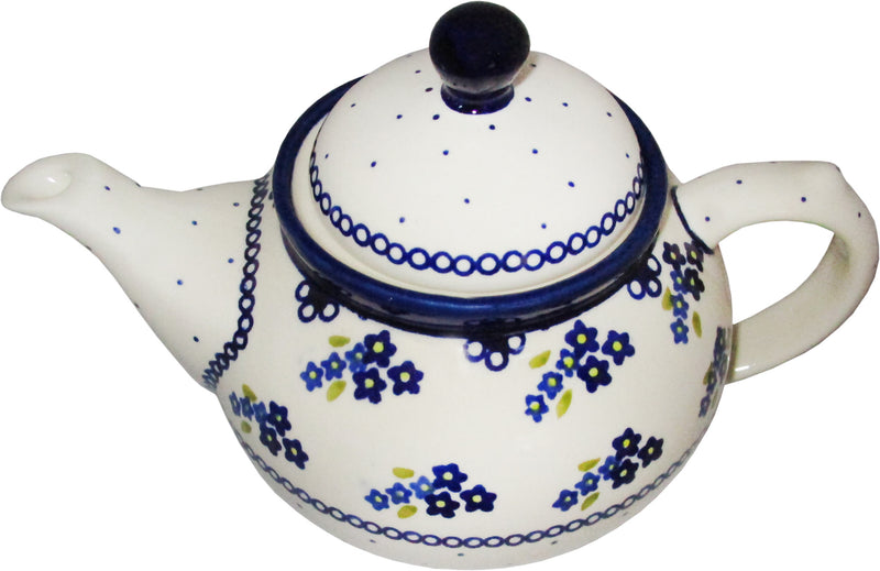 Boleslawiec Stoneware Polish Pottery UNIKAT Teapot Coffee Pot "Forget Me Not"