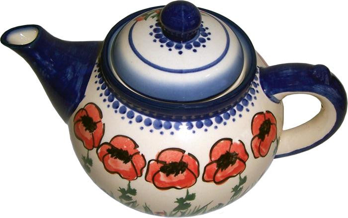 Boleslawiec Stoneware Polish Pottery UNIKAT Teapot Coffee Pot "Poppy Field"