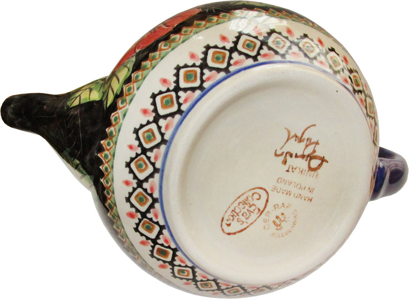 Boleslawiec Stoneware Polish Pottery UNIKAT Teapot Coffee Pot "Red Garden"