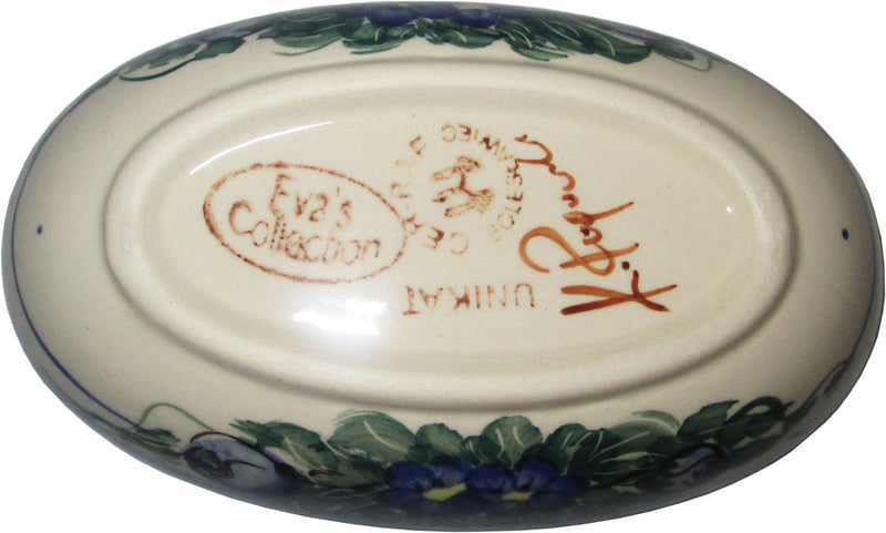 Boleslawiec Polish Pottery UNIKAT XSmall Oval Baking Dish "Wild Field"