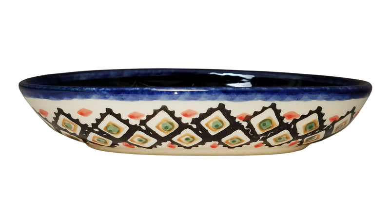 Boleslawiec Polish Pottery UNIKAT XSmall Oval Baking Dish "Red Garden"