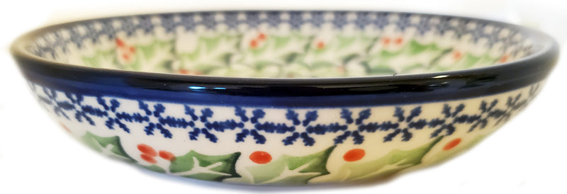 Boleslawiec Polish Pottery Christmas Shallow Bowl "Holly"