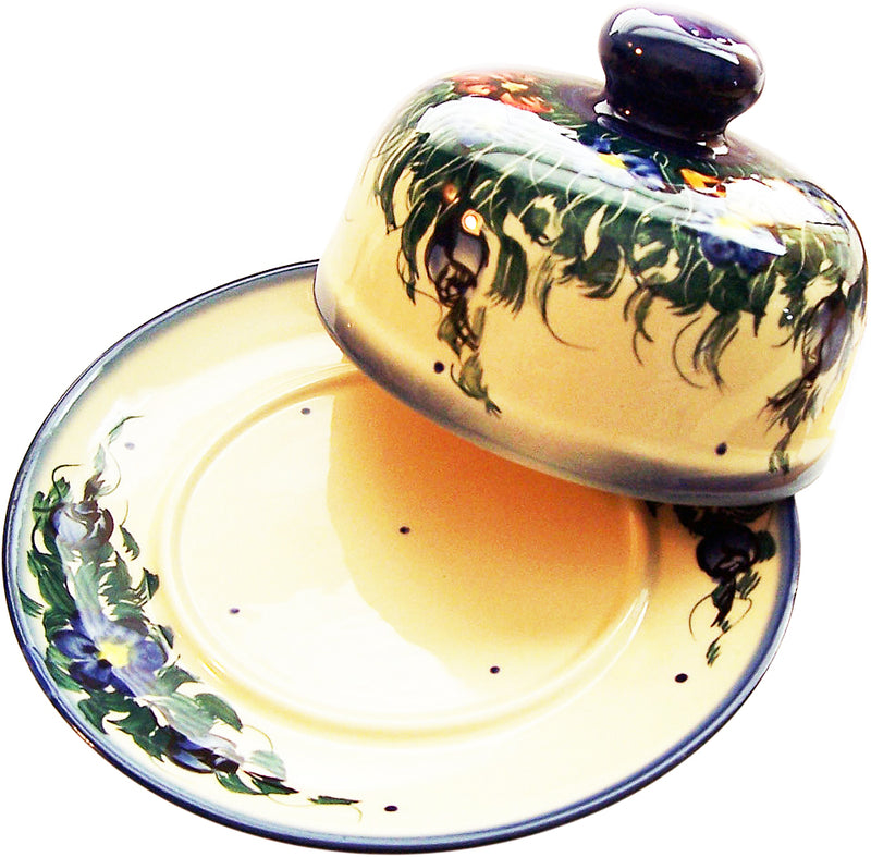 Boleslawiec Polish Pottery UNIKAT Covered Cheese or Butter Dish "Wild Field"