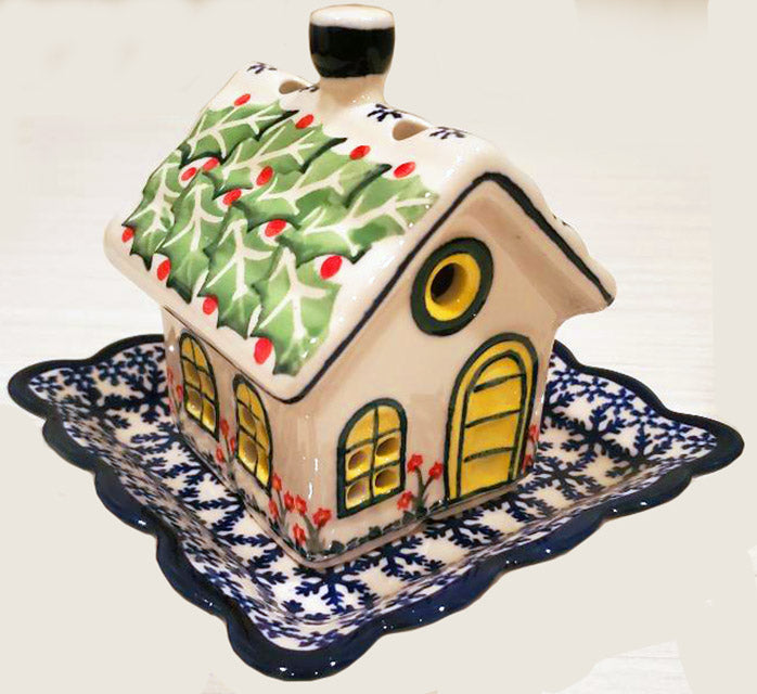Boleslawiec Polish Pottery Little House Tealight Holder "Holly"