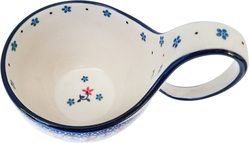 Boleslawiec Polish Pottery Bowl with Loop Handle CA 2634