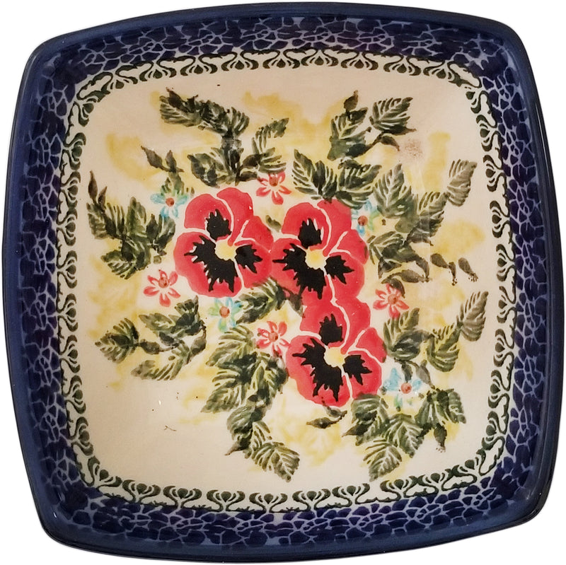Boleslawiec Polish Pottery Unikat Serving or Ice Cream Square Bowl "Summer Day"