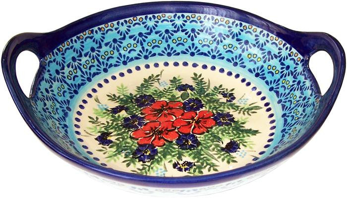 Boleslawiec Polish Pottery UNIKAT Large Serving Bowl with Handles "Veronica"