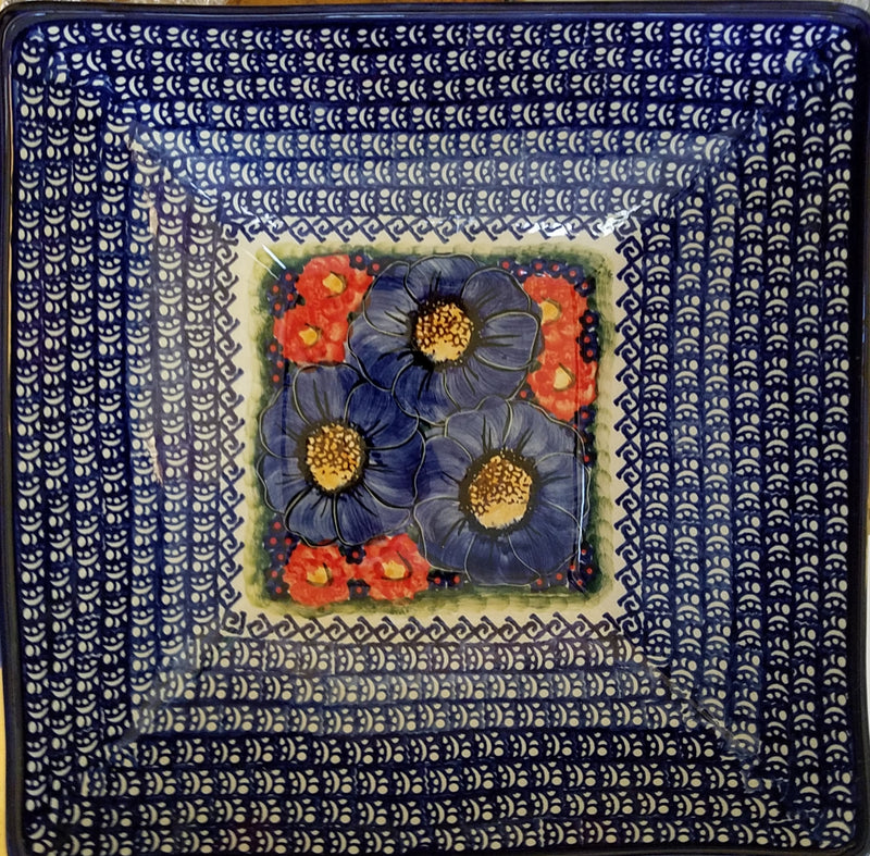Boleslawiec Polish Pottery Unikat Square Serving Bowl "Isabelle"