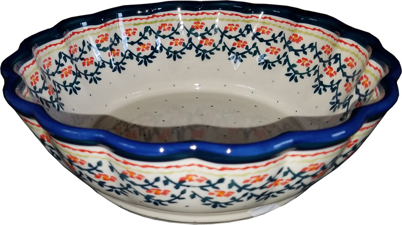 Boleslawiec Polish Pottery Medium Scalloped Serving Bowl Zaklady 1152