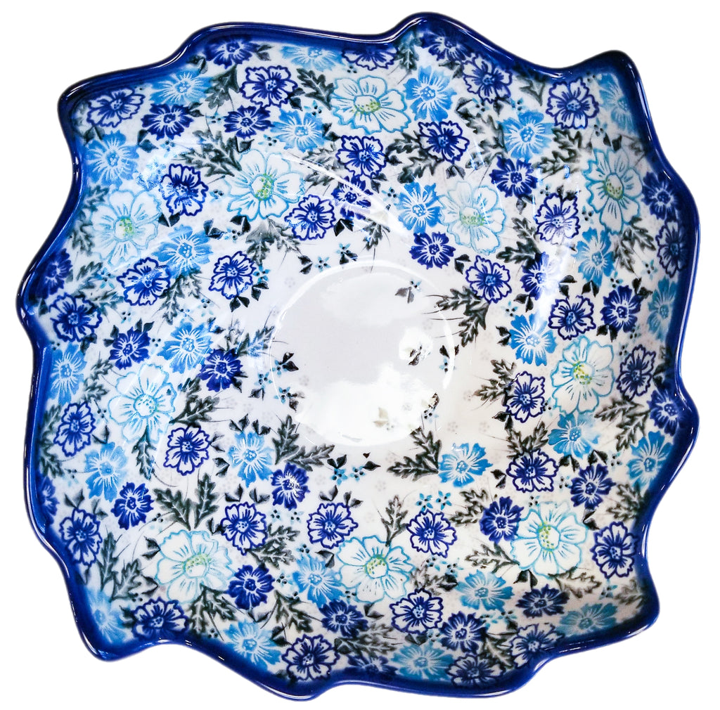 Boleslawiec Polish Pottery UNIKAT Serving Bowl in fancy square shape