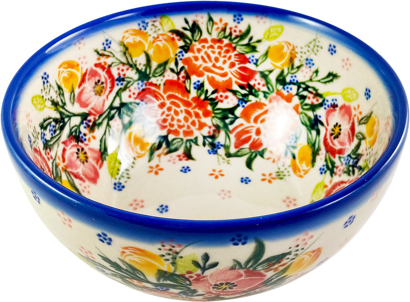 Boleslawiec Polish Pottery Cereal or Serving Bowl Unikat "Garden Romance" by Eva&