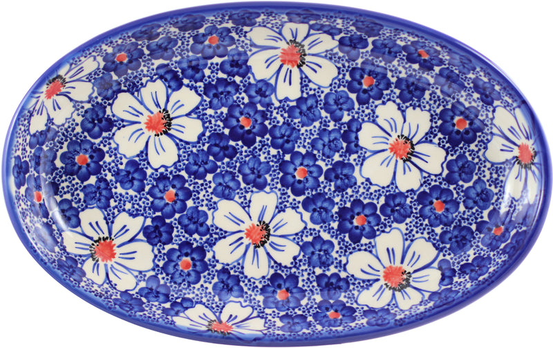 Boleslawiec Polish Pottery UNIKAT Serving Platter "Haylee Daisy" from Eva&