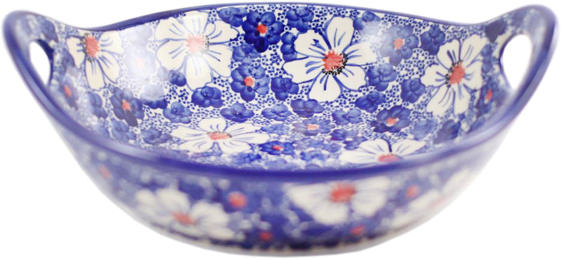 Boleslawiec Polish Pottery UNIKAT Large Serving Bowl with Handles "Haylee Daisy"