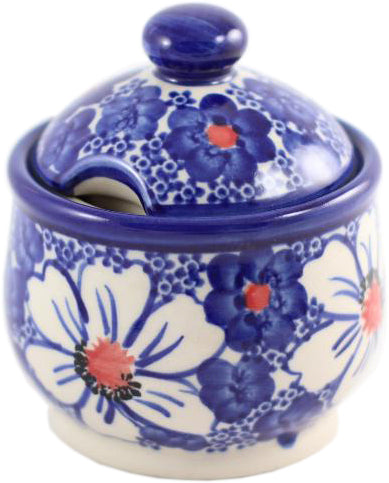 Boleslawiec Polish Pottery UNIKAT Sugar Bowl Honey Pot "Haylee Daisy" from Eva&