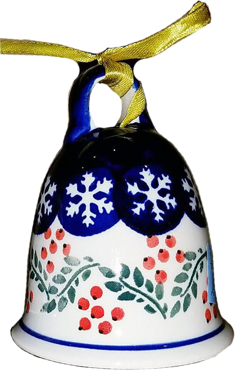 Boleslawiec Polish Pottery 3" Christmas Bell Ornament "HRed Berries"