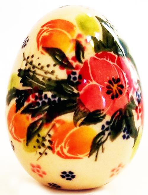 Boleslawiec Polish Pottery UNIKAT Easter Egg Decoration "Garden Romance"