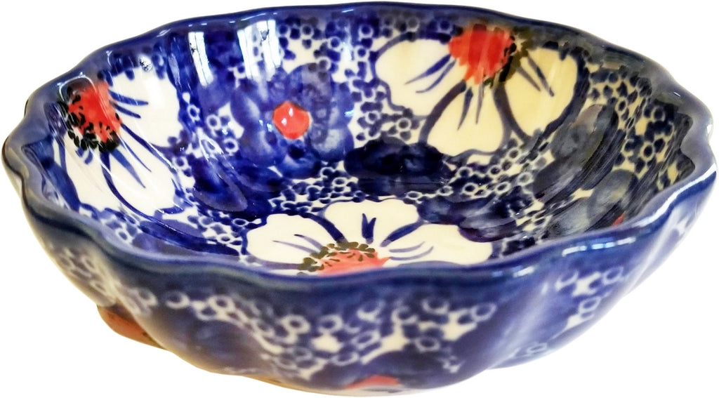 Boleslawiec Polish Pottery UNIKAT Ice Cream Scalloped Bowl "Martina"