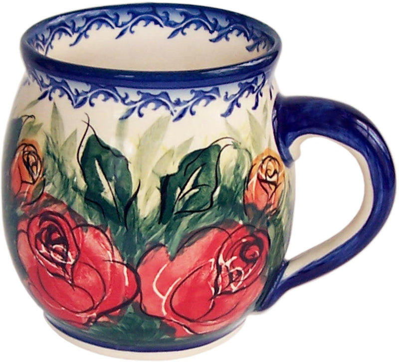Boleslawiec Polish Pottery UNIKAT 16 oz Coffee or Tea Bubble Mug "Rose Garden"