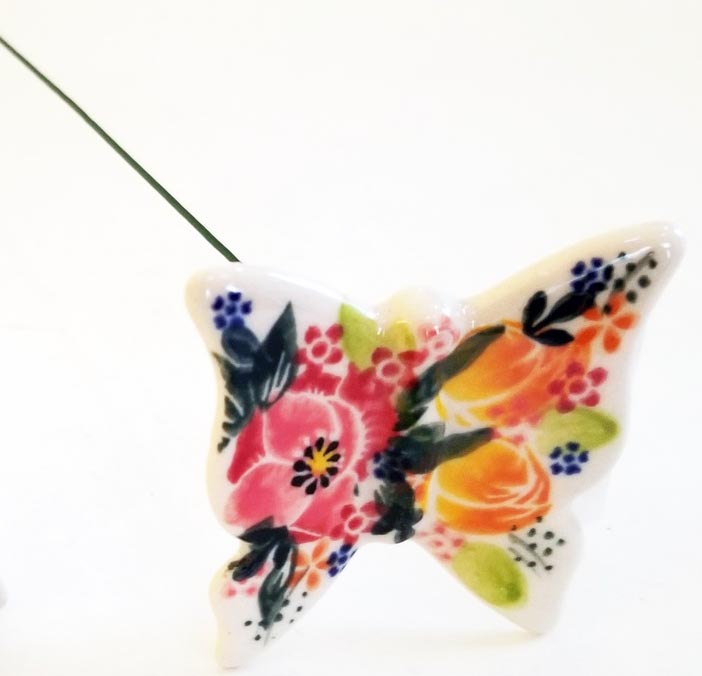 Boleslawiec Polish Pottery UNIKAT Butterfly Ornament "Garden Romance"