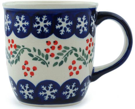 Boleslawiec Polish Pottery UNIKAT Coffee or Tea Mug  Christmas "Red Berries"