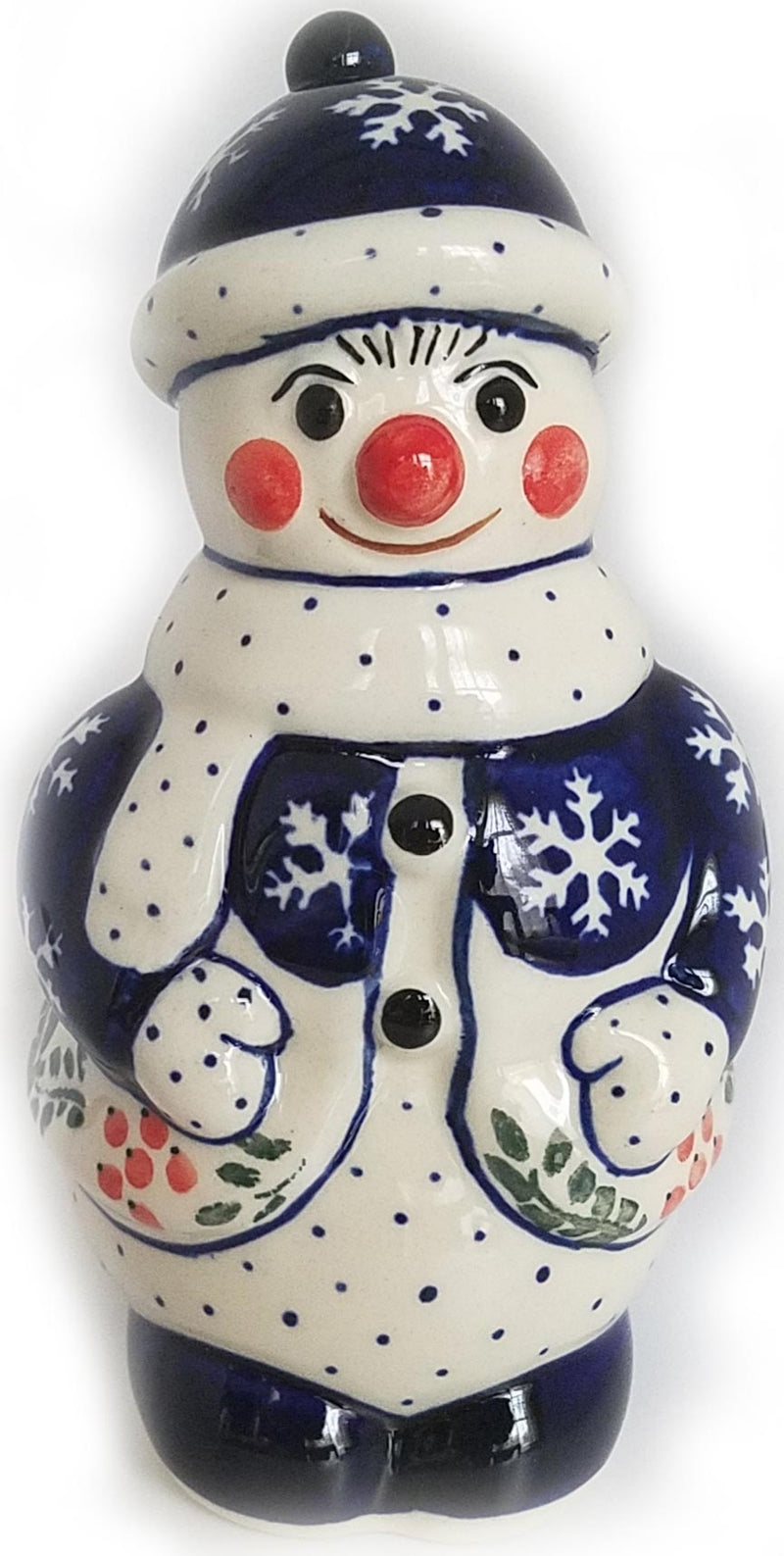 Boleslawiec Polish Pottery Christmas Decoration Snowman "Red Berries"