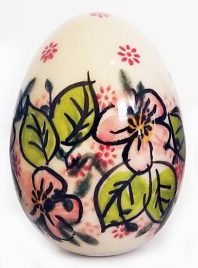 Boleslawiec Polish Pottery UNIKAT Easter Egg Decoration Pink Flower