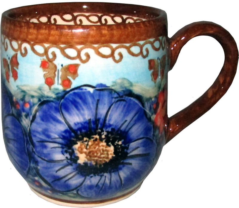 Boleslawiec Polish Pottery UNIKAT Coffee or Tea Ladies Mug 10 oz "Blue Sky Meadow"