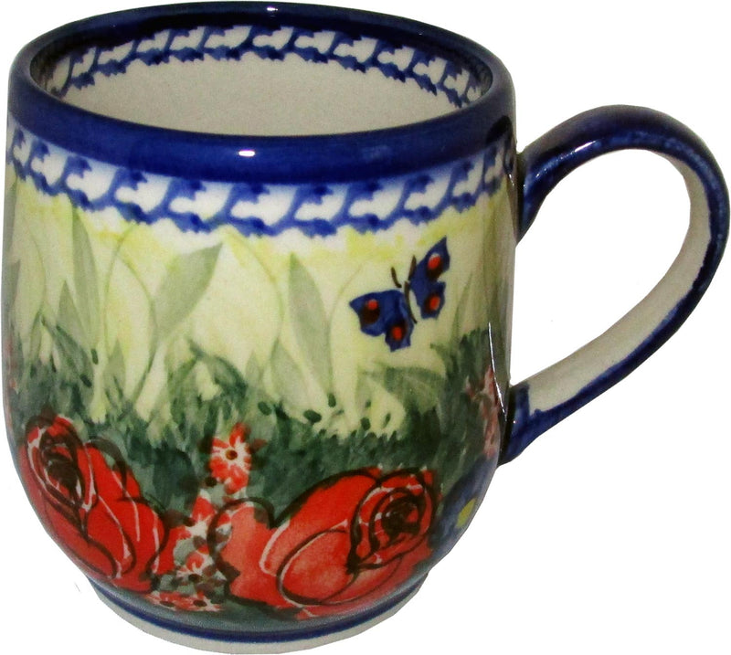 Boleslawiec Polish Pottery UNIKAT Coffee or Tea Ladies Mug 10 oz "Wild Roses"