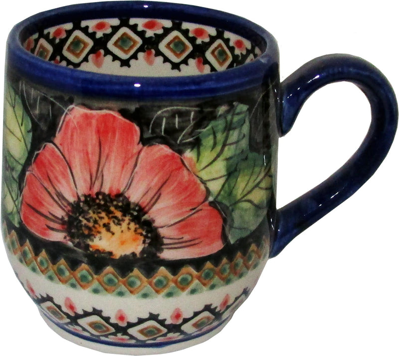 Boleslawiec Polish Pottery UNIKAT Ladies Mug 10 Oz "Red Garden"