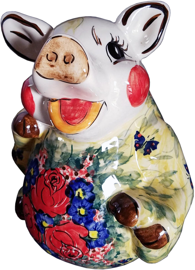 Boleslawiec Polish Pottery Piggy Bank Statuette