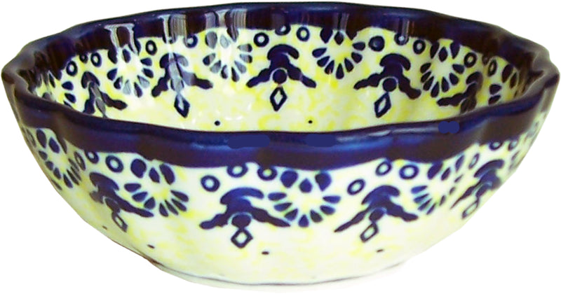Boleslawiec Polish Pottery UNIKAT Ice Cream Scalloped Bowl "Lace"