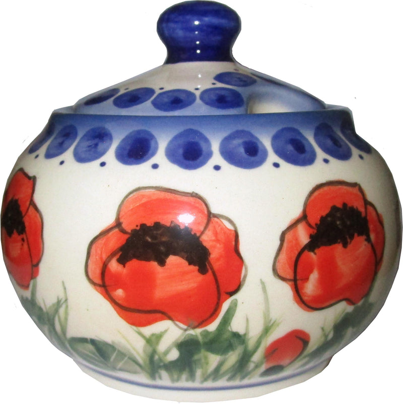 Boleslawiec Polish Pottery UNIKAT Sugar Bowl "Poppy Field"